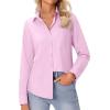 imagesiliteelon Button Down Shirts for Women Wrinkle Free Long Sleeve Shirts Dress Shirts Work Office Blouse Tops with PocketPink