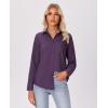 imagesiliteelon Button Down Shirts for Women Wrinkle Free Long Sleeve Shirts Dress Shirts Work Office Blouse Tops with PocketPurple