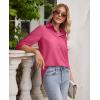 imagesiliteelon Button Down Shirts for Women Wrinkle Free Long Sleeve Shirts Dress Shirts Work Office Blouse Tops with PocketRose Red