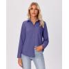 imagesiliteelon Button Down Shirts for Women Wrinkle Free Long Sleeve Shirts Dress Shirts Work Office Blouse Tops with PocketViolet