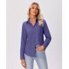imagesiliteelon Button Down Shirts for Women Wrinkle Free Long Sleeve Shirts Dress Shirts Work Office Blouse Tops with PocketViolet