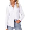 imagesiliteelon Button Down Shirts for Women Wrinkle Free Long Sleeve Shirts Dress Shirts Work Office Blouse Tops with PocketWhite