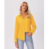 imagesiliteelon Button Down Shirts for Women Wrinkle Free Long Sleeve Shirts Dress Shirts Work Office Blouse Tops with PocketYellow