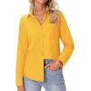 imagesiliteelon Button Down Shirts for Women Wrinkle Free Long Sleeve Shirts Dress Shirts Work Office Blouse Tops with PocketYellow