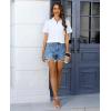 imagesiliteelon Chiffon Button Down Shirts for Women Short Sleeve Dress Shirts for Women Casual Button Up Shirt Tops BlousesAll White