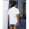 imagesiliteelon Chiffon Button Down Shirts for Women Short Sleeve Dress Shirts for Women Casual Button Up Shirt Tops BlousesAll White