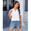 imagesiliteelon Chiffon Button Down Shirts for Women Short Sleeve Dress Shirts for Women Casual Button Up Shirt Tops BlousesAll White