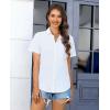 imagesiliteelon Chiffon Button Down Shirts for Women Short Sleeve Dress Shirts for Women Casual Button Up Shirt Tops BlousesAll White