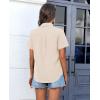 imagesiliteelon Chiffon Button Down Shirts for Women Short Sleeve Dress Shirts for Women Casual Button Up Shirt Tops BlousesApricot