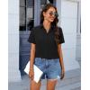imagesiliteelon Chiffon Button Down Shirts for Women Short Sleeve Dress Shirts for Women Casual Button Up Shirt Tops BlousesBlack