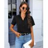 imagesiliteelon Chiffon Button Down Shirts for Women Short Sleeve Dress Shirts for Women Casual Button Up Shirt Tops BlousesBlack