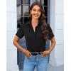 imagesiliteelon Chiffon Button Down Shirts for Women Short Sleeve Dress Shirts for Women Casual Button Up Shirt Tops BlousesBlack