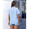 imagesiliteelon Chiffon Button Down Shirts for Women Short Sleeve Dress Shirts for Women Casual Button Up Shirt Tops BlousesBlue