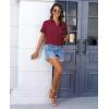 imagesiliteelon Chiffon Button Down Shirts for Women Short Sleeve Dress Shirts for Women Casual Button Up Shirt Tops BlousesBurgundy
