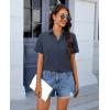 imagesiliteelon Chiffon Button Down Shirts for Women Short Sleeve Dress Shirts for Women Casual Button Up Shirt Tops BlousesDark Gray