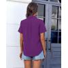 imagesiliteelon Chiffon Button Down Shirts for Women Short Sleeve Dress Shirts for Women Casual Button Up Shirt Tops BlousesDeep Purple