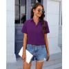imagesiliteelon Chiffon Button Down Shirts for Women Short Sleeve Dress Shirts for Women Casual Button Up Shirt Tops BlousesDeep Purple