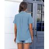 imagesiliteelon Chiffon Button Down Shirts for Women Short Sleeve Dress Shirts for Women Casual Button Up Shirt Tops BlousesDenim Blue