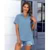 imagesiliteelon Chiffon Button Down Shirts for Women Short Sleeve Dress Shirts for Women Casual Button Up Shirt Tops BlousesDenim Blue