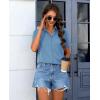 imagesiliteelon Chiffon Button Down Shirts for Women Short Sleeve Dress Shirts for Women Casual Button Up Shirt Tops BlousesDenim Blue