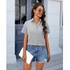 imagesiliteelon Chiffon Button Down Shirts for Women Short Sleeve Dress Shirts for Women Casual Button Up Shirt Tops BlousesGrey