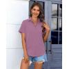 imagesiliteelon Chiffon Button Down Shirts for Women Short Sleeve Dress Shirts for Women Casual Button Up Shirt Tops BlousesLavender