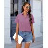 imagesiliteelon Chiffon Button Down Shirts for Women Short Sleeve Dress Shirts for Women Casual Button Up Shirt Tops BlousesLavender