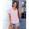 imagesiliteelon Chiffon Button Down Shirts for Women Short Sleeve Dress Shirts for Women Casual Button Up Shirt Tops BlousesLight Pink