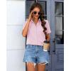 imagesiliteelon Chiffon Button Down Shirts for Women Short Sleeve Dress Shirts for Women Casual Button Up Shirt Tops BlousesLight Pink