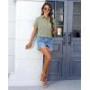 imagesiliteelon Chiffon Button Down Shirts for Women Short Sleeve Dress Shirts for Women Casual Button Up Shirt Tops BlousesOlive Green