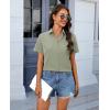 imagesiliteelon Chiffon Button Down Shirts for Women Short Sleeve Dress Shirts for Women Casual Button Up Shirt Tops BlousesOlive Green