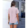 imagesiliteelon Chiffon Button Down Shirts for Women Short Sleeve Dress Shirts for Women Casual Button Up Shirt Tops BlousesPink