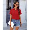 imagesiliteelon Chiffon Button Down Shirts for Women Short Sleeve Dress Shirts for Women Casual Button Up Shirt Tops BlousesRed