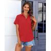imagesiliteelon Chiffon Button Down Shirts for Women Short Sleeve Dress Shirts for Women Casual Button Up Shirt Tops BlousesRed