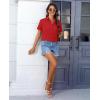 imagesiliteelon Chiffon Button Down Shirts for Women Short Sleeve Dress Shirts for Women Casual Button Up Shirt Tops BlousesRed