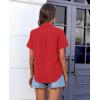 imagesiliteelon Chiffon Button Down Shirts for Women Short Sleeve Dress Shirts for Women Casual Button Up Shirt Tops BlousesRed