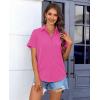 imagesiliteelon Chiffon Button Down Shirts for Women Short Sleeve Dress Shirts for Women Casual Button Up Shirt Tops BlousesRose Red
