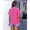 imagesiliteelon Chiffon Button Down Shirts for Women Short Sleeve Dress Shirts for Women Casual Button Up Shirt Tops BlousesRose Red