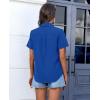 imagesiliteelon Chiffon Button Down Shirts for Women Short Sleeve Dress Shirts for Women Casual Button Up Shirt Tops BlousesRoyal Blue