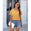 imagesiliteelon Chiffon Button Down Shirts for Women Short Sleeve Dress Shirts for Women Casual Button Up Shirt Tops BlousesYellow