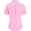 imagesiliteelon Dress Shirts for Women Short Sleeve Cotton Button Down Shirt Basic Button Up Shirt Collared Shirts Work ShirtPink