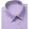 imagesiliteelon Dress Shirts for Women Short Sleeve Cotton Button Down Shirt Basic Button Up Shirt Collared Shirts Work ShirtPurple