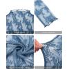 imagesiliteelon Lace Tops for Women Mesh Long Sleeve Top Floral See Through Lace Shirt Mock Neck Party Club Lace BlouseBlue