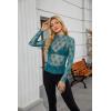 imagesiliteelon Lace Tops for Women Mesh Long Sleeve Top Floral See Through Lace Shirt Mock Neck Party Club Lace BlouseDark Blue