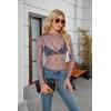 imagesiliteelon Lace Tops for Women Mesh Long Sleeve Top Floral See Through Lace Shirt Mock Neck Party Club Lace BlouseDark Gray