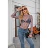 imagesiliteelon Lace Tops for Women Mesh Long Sleeve Top Floral See Through Lace Shirt Mock Neck Party Club Lace BlouseDark Gray