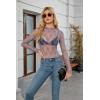 imagesiliteelon Lace Tops for Women Mesh Long Sleeve Top Floral See Through Lace Shirt Mock Neck Party Club Lace BlouseDark Gray