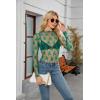imagesiliteelon Lace Tops for Women Mesh Long Sleeve Top Floral See Through Lace Shirt Mock Neck Party Club Lace BlouseDark Green