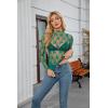 imagesiliteelon Lace Tops for Women Mesh Long Sleeve Top Floral See Through Lace Shirt Mock Neck Party Club Lace BlouseDark Green