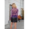 imagesiliteelon Lace Tops for Women Mesh Long Sleeve Top Floral See Through Lace Shirt Mock Neck Party Club Lace BlouseDeep Purple